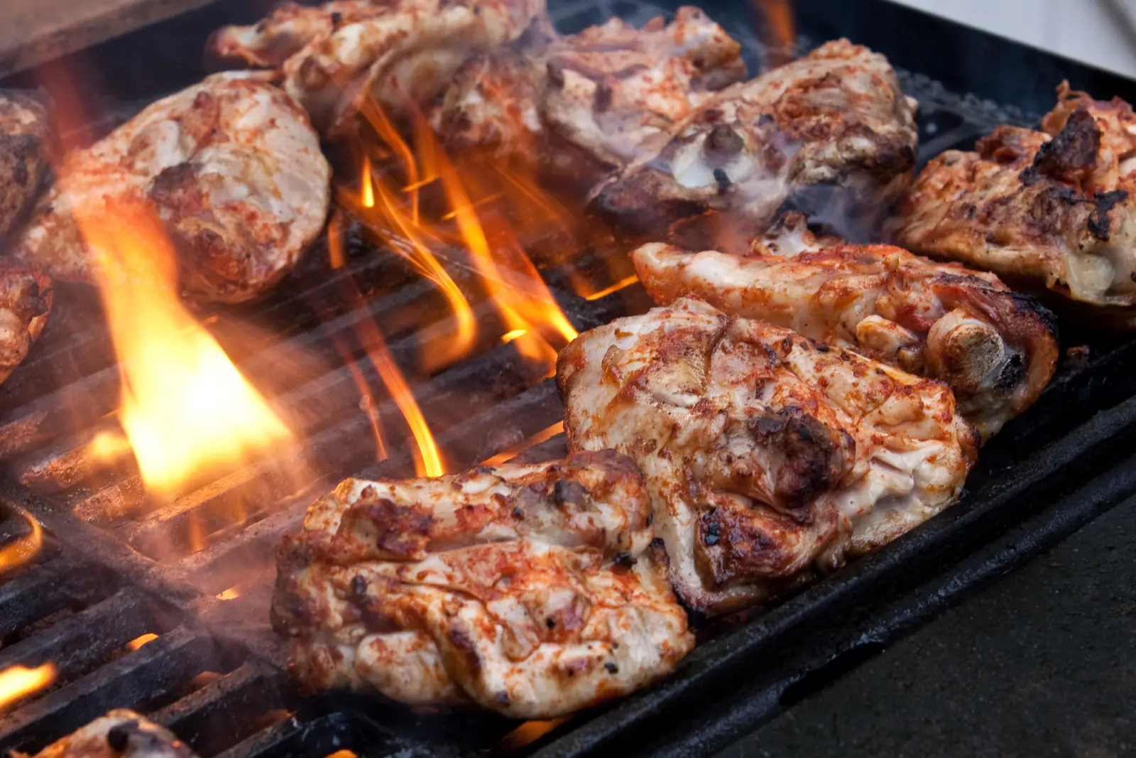 Meat roasting over an open flame