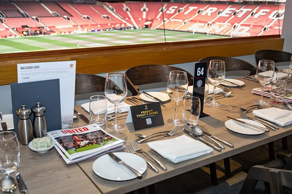 Hospitality box table overlooking a stadium